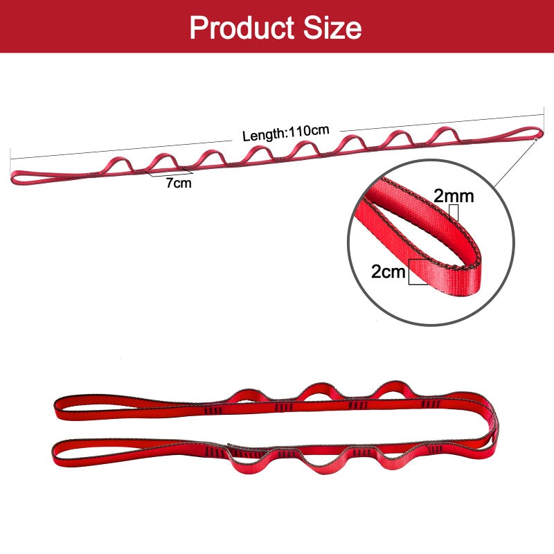 DASKING 23KN (5070 lbs) Heavy Duty Climbing Straps - 2 Pack Adjustable Daisy Chain Webbing for Aerial Yoga, Hammock, Fitness & Rigging - CE/EN566 Certified, Red - Image 5